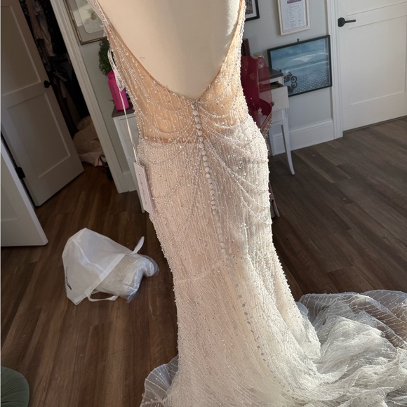 Elegant White Beaded Wedding Gown - Picture 5 of 13